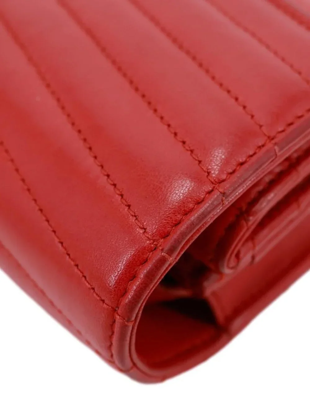 Yves Saint Laurent  Sulpice Matelasse Leather Wallet On Chain Red